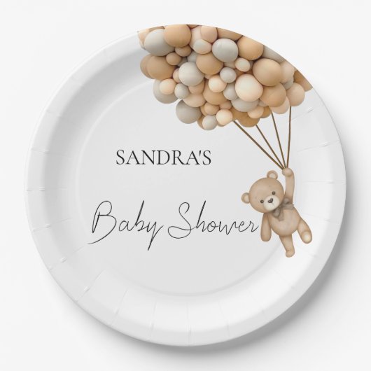 Assiettes En Carton On Peut Attendre Teddy Bear Balloon (Devant)