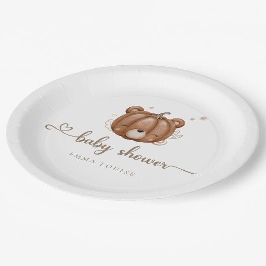 Assiettes En Carton On Peut Attendre Un Petit Ours Citrouille (Angle)