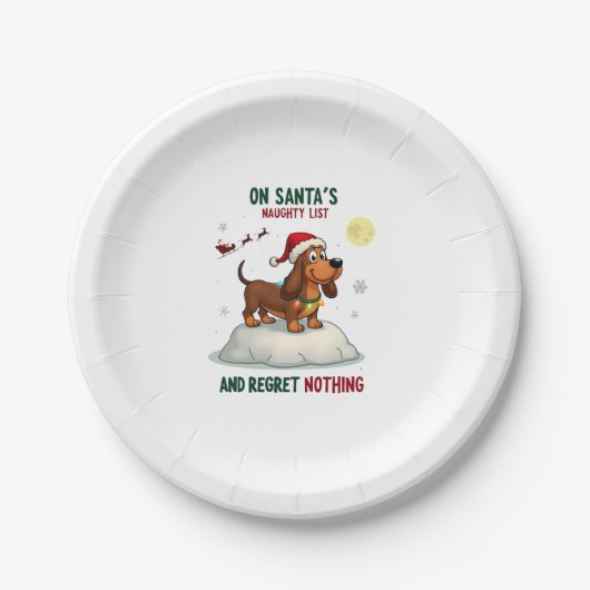 Assiettes En Carton On Santa's Xmas Naughty List Regret Nothing Basset (Devant)