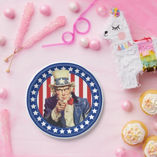 Assiettes En Carton Oncle Sam Étoiles et rayures (Fête)