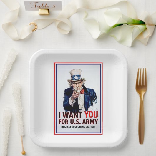 Assiettes En Carton Oncle Sam Vous Veut. (Mariage)