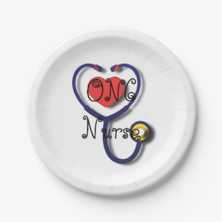 Assiettes En Carton Oncologie Infirmière Graduation 7" Plaque papier r