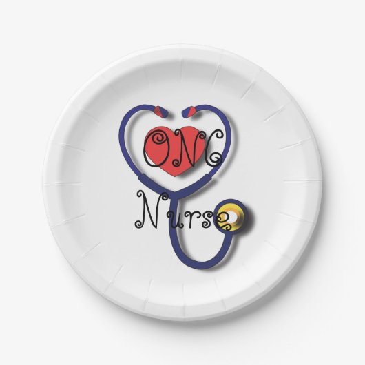 Assiettes En Carton Oncologie Infirmière Graduation 7" Plaque papier r (Devant)