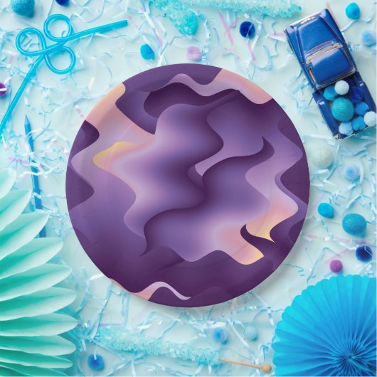 Assiettes En Carton Ondes violettes (Fête)