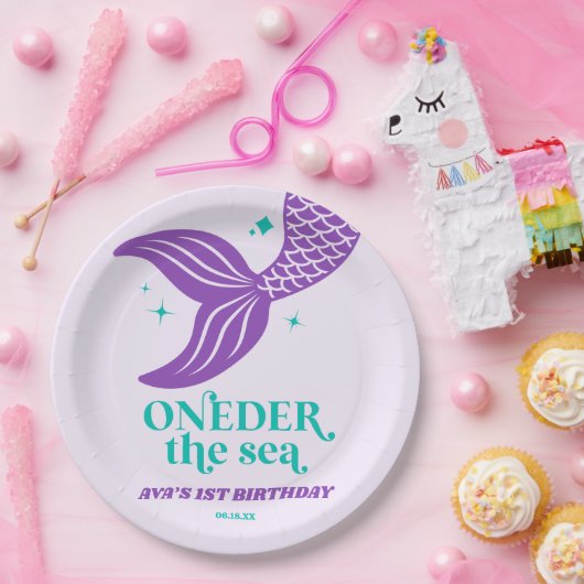Assiettes En Carton ONE der The Sea Mermaid 1er fête d'anniversaire (Fête)