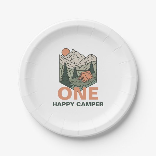 Assiettes En Carton One Happy Camper First Birthday (Devant)