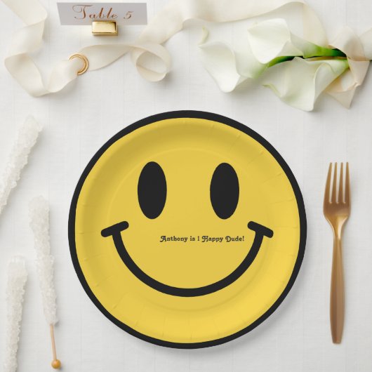 Assiettes En Carton "One Happy Dude" Fête d'anniversaire rétro (Mariage)