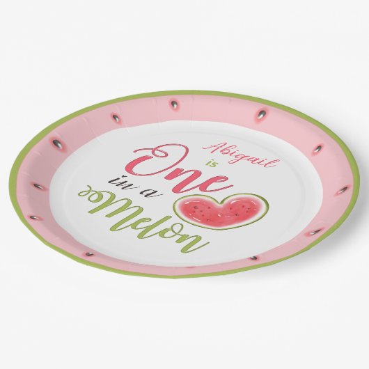 Assiettes En Carton One In A Melon 1st Birthday Girl (Angle)