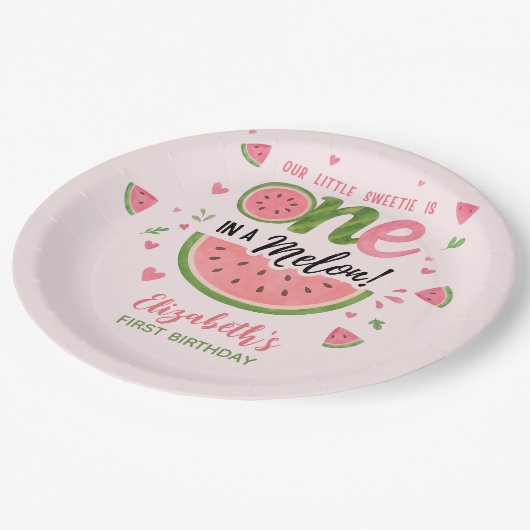 Assiettes En Carton One in a Melon Adorable First Birthday Girl (Angle)