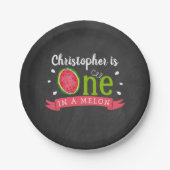 Assiettes En Carton One In A Melon Chalkboard 1er anniversaire (Devant)