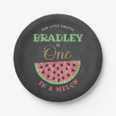 Assiettes En Carton One In A Melon Chalkboard 1er anniversaire (Devant)