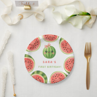 Assiettes En Carton One in a Melon First Birthday Summer Paper Plates