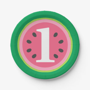 Assiettes En Carton One in a Melon Watermelon Baby Girl 1er anniversai