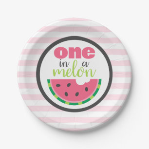 Assiettes En Carton One in a Melon Watermelon Baby Girl 1er anniversai