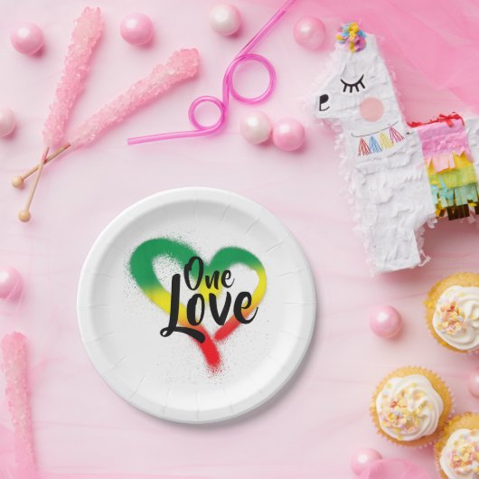 Assiettes En Carton One Love One Heart Reggae Vibes (Fête)