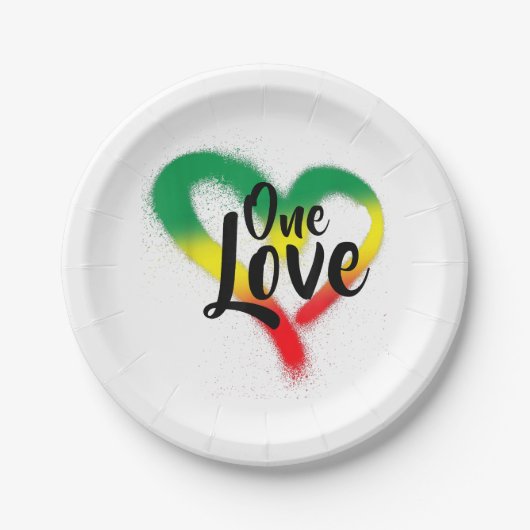 Assiettes En Carton One Love One Heart Reggae Vibes (Devant)