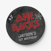 Assiettes En Carton One Rocks - Garçon 1er anniversaire (Devant)