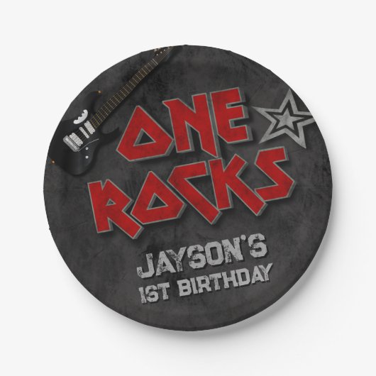 Assiettes En Carton One Rocks - Garçon 1er anniversaire (Devant)