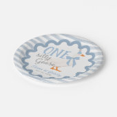 Assiettes En Carton One Silly Goose Blue Bow 1st Birthday (Angle)