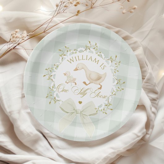 Assiettes En Carton One Silly Goose Gender neutral Sage green Birthday