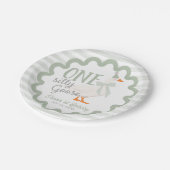 Assiettes En Carton One Silly Goose Green Bow 1st Birthday (Angle)