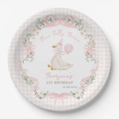 Assiettes En Carton One Silly Goose Pink Bow Gingham 1st Birthday (Devant)