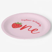 Assiettes En Carton One Strawberry Birthday Pink (Angle)