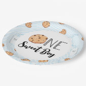 Assiettes En Carton One Sweet Boy Milk and Cookies blue Anniversaire (Angle)