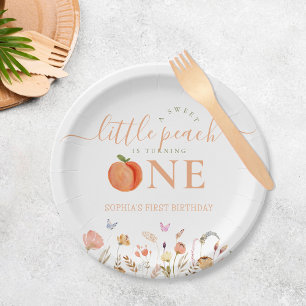 Assiettes En Carton One Sweet Peach Girl 1er anniversaire
