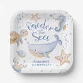 Assiettes En Carton ONEder The Sea ! Boy Cute Ocean 1er anniversaire (Recto)