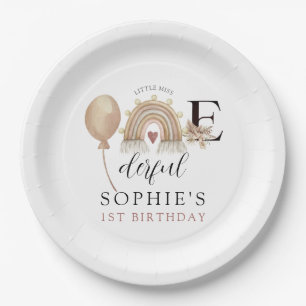Assiettes En Carton ONEderful Rainbow Girl'anniversaire
