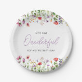 Assiettes En Carton Onederful Wildflower First Birthday Paper Plate (Devant)
