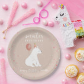 Assiettes En Carton Onederland Pink Polar Bear 1er anniversaire (Fête)