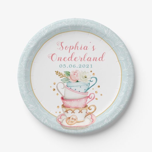 Assiettes En Carton Onederland Tea Party 1er Anniversaire Plaque Papie (Devant)