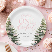 Assiettes En Carton Onederland Winter Pink Bow 1st Birthday