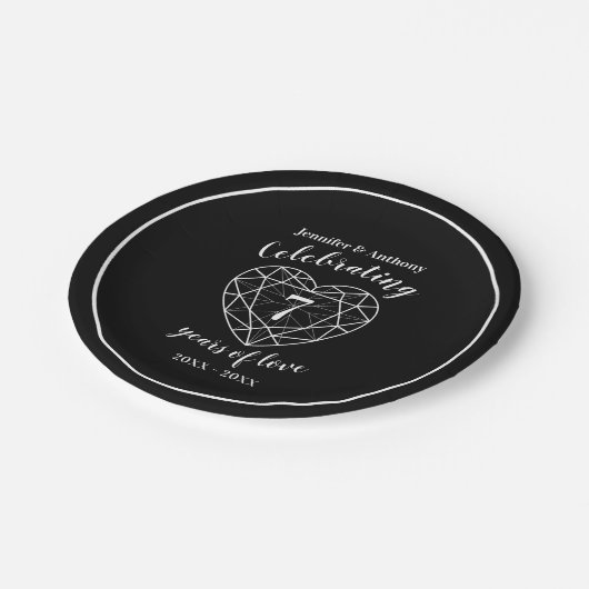 Assiettes En Carton Onyx anniversaire 7 ans plaques personnalisées (Angle)