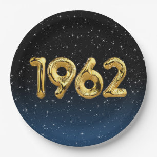 Assiettes En Carton Or 1962 Ballons de l'année de naissance en Stars P