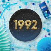 Assiettes En Carton Or 1992 Ballons de l'année de naissance en Stars P (Fête)
