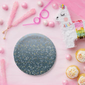 Assiettes En Carton Or Blanc Bleu Étoiles brillantes (Fête)