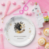 Assiettes En Carton Or céleste Soleil, Lune, Étoiles Fleurs (Fête)