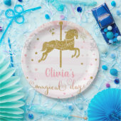 Assiettes En Carton Or cheval fille anniversaire customisé plaque en p (Fête)