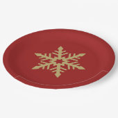 Assiettes En Carton Or de conception de flocon de neige sur le rouge (Angle)