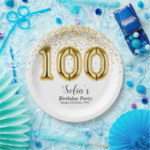 Assiettes En Carton or de parties scintillant, étincelle dorée 100e an (Fête)