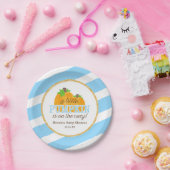 Assiettes En Carton Or de rayures bleues peu de baby shower d'automne (Fête)