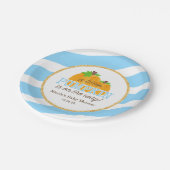 Assiettes En Carton Or de rayures bleues peu de baby shower d'automne (Angle)