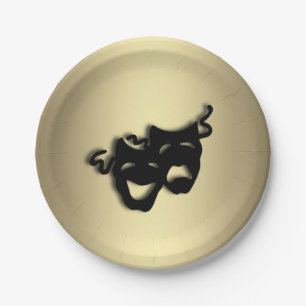 Assiettes En Carton Or de théâtre de comédie et de tragédie