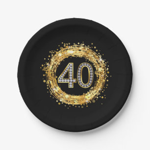Assiettes En Carton Or des confettis   de Bling de parties