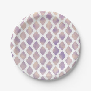 Assiettes En Carton Or et Blanc Ornement Marocain Moderne Fête Personn