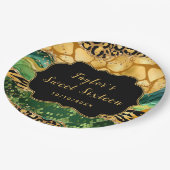 Assiettes En Carton Or et vert Safari Agate Sweet sixteen (Angle)