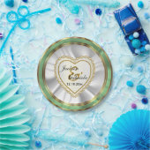 Assiettes En Carton Or & Faux Diamant & Monnaie Mariage ou Anniversair (Fête)